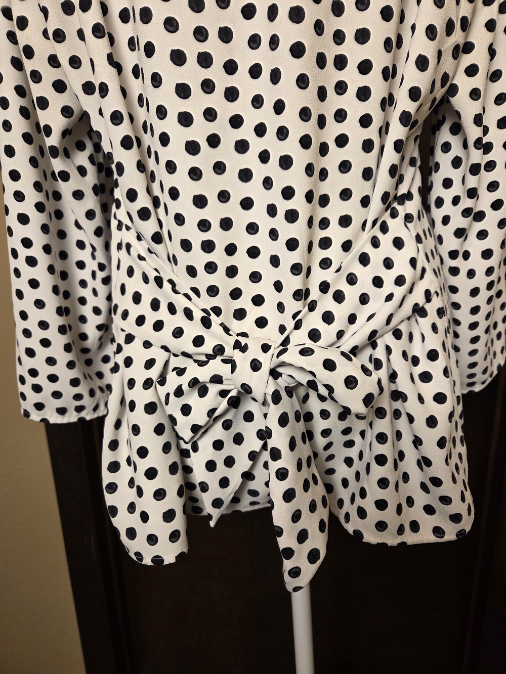 Talbots Black & White Polka Dot 3/4 Sleeve Top - Picture 9 of 13